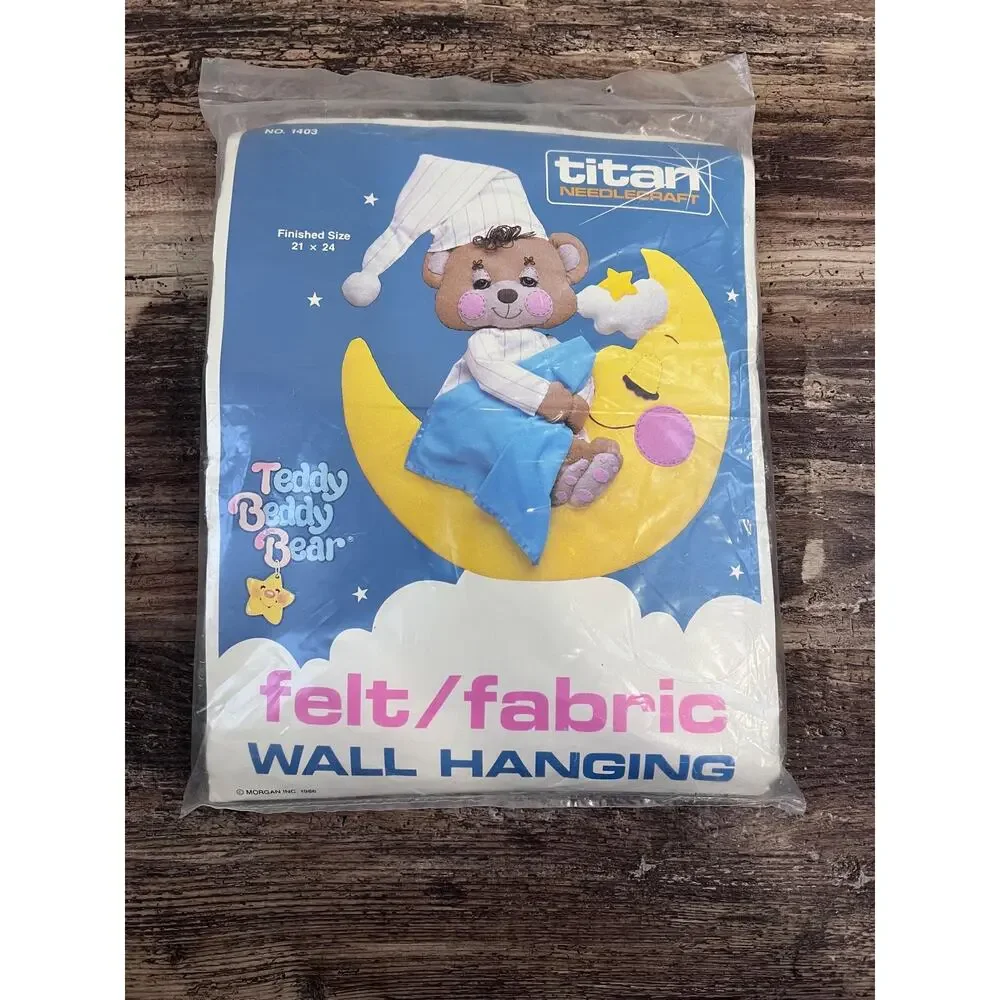 Vintage 1986 Teddy Beddy Bear Wall Hanging Kit, Unopened Felt Craft Kit, NOS